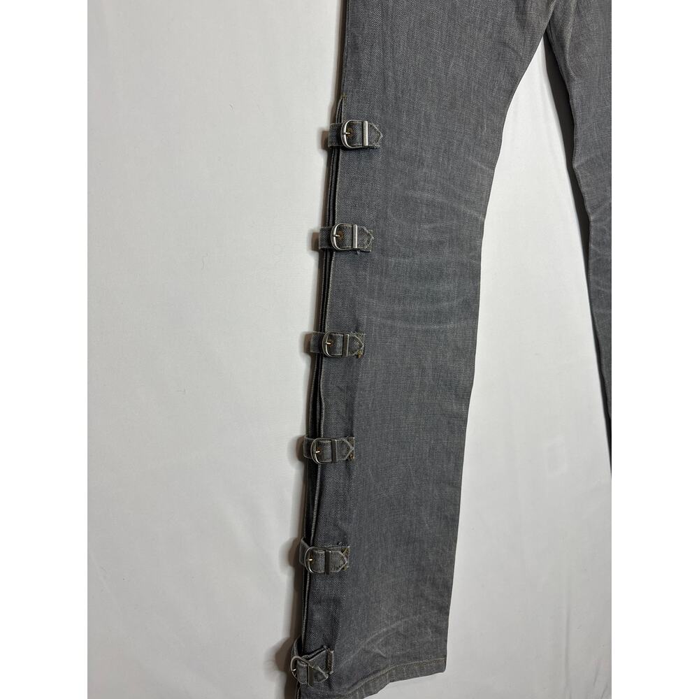 Morgan de Toi Homme Y2K Buckle Strap Jeans Gray Denim Pants small - Picture 10 of 14